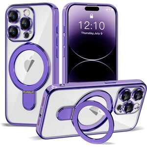Iphone 14 Pro Case with Magnetic Ring Stand Purple/Clear (4675)